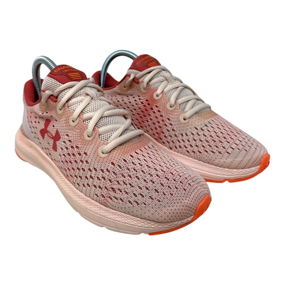 Under Armour Charged Impulse Women 7.5 Pink Orange Running Shoes 3022572-800